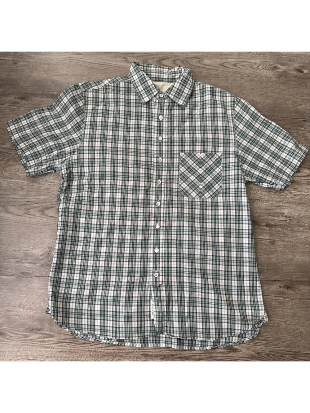 Rag Bone Green Plaid Short Sleeve Button Up Shirt Mens Small